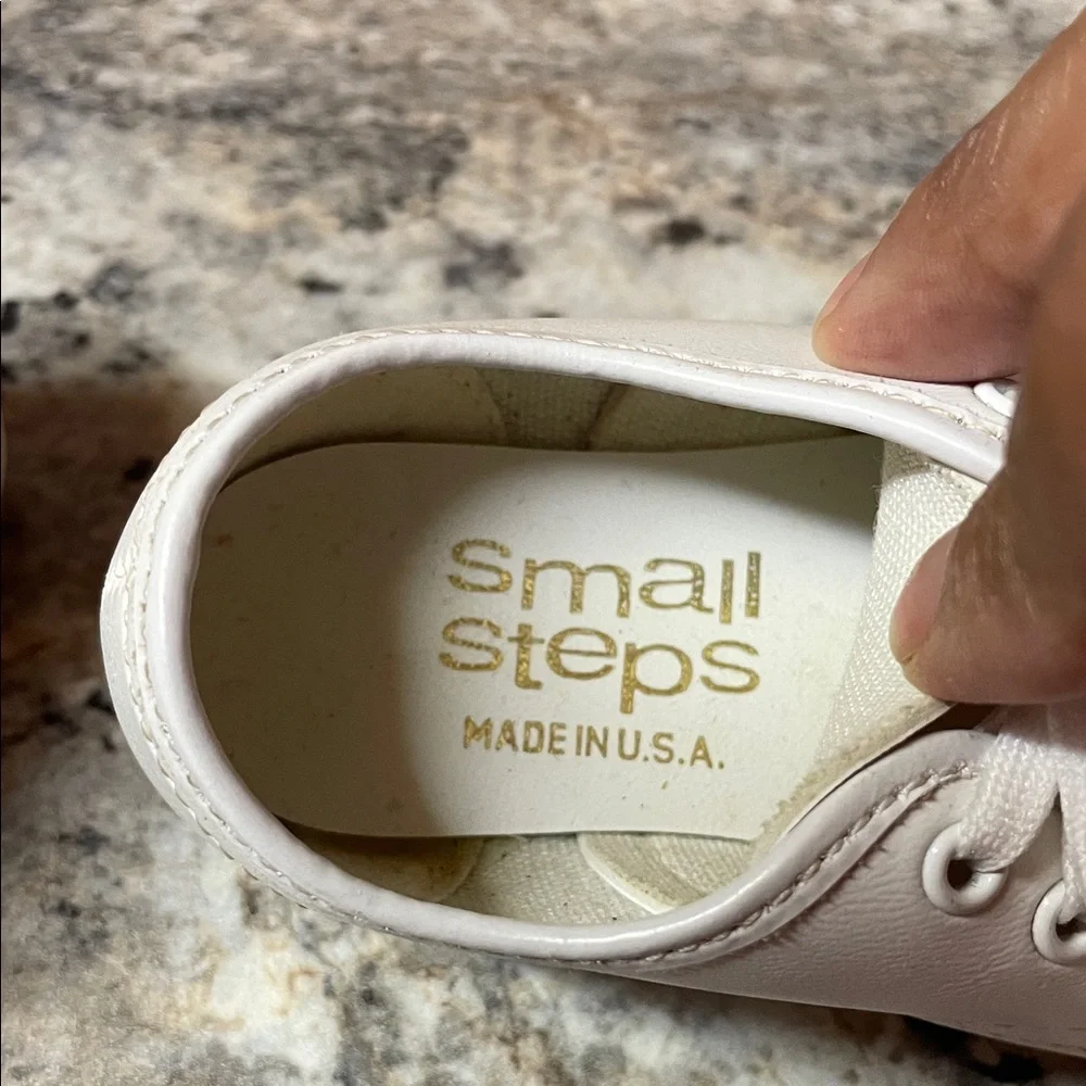 Vintage Small Steps White Crib Shoes Made USA